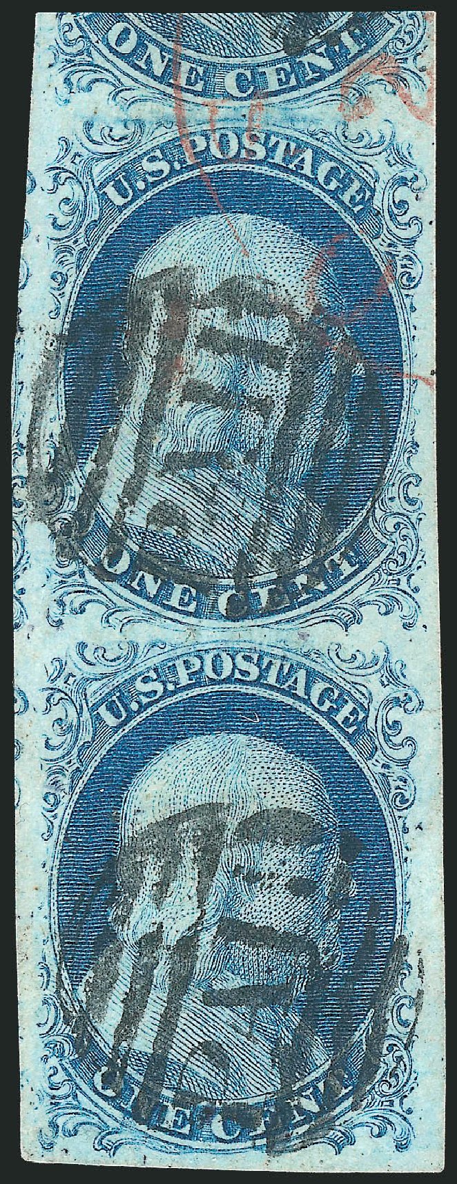 US Stamp Price Scott Cat. 7: 1851 1c Franklin. Robert Siegel Auction Galleries, Dec 2010, Sale 998, Lot 35
