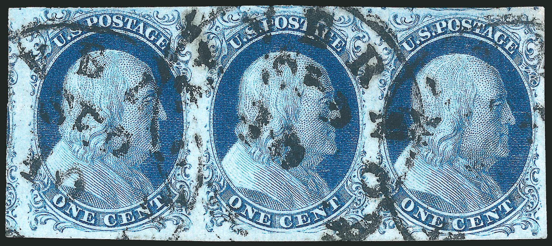 US Stamp Value Scott Catalog # 7 - 1851 1c Franklin. Robert Siegel Auction Galleries, Dec 2010, Sale 998, Lot 365