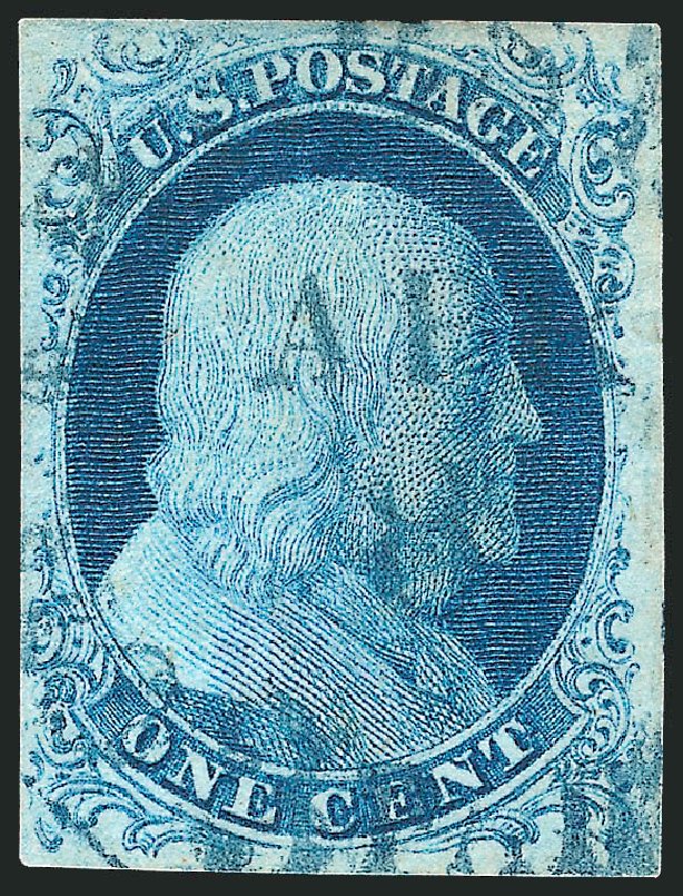 Values of US Stamp Scott Cat. 7 - 1c 1851 Franklin. Robert Siegel Auction Galleries, Dec 2010, Sale 998, Lot 415