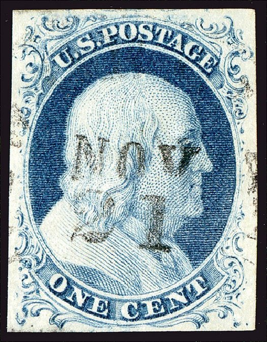Costs of US Stamp Scott 7 - 1c 1851 Franklin. Spink Shreves Galleries, Jan 2014, Sale 146, Lot 145