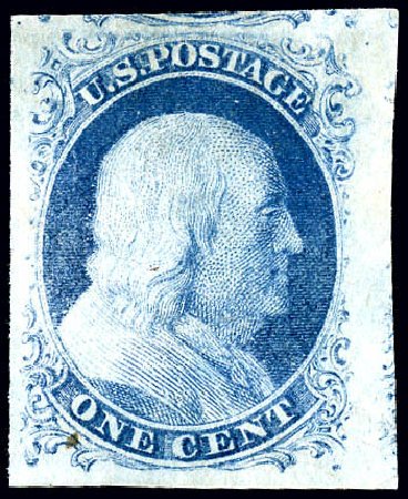 Values of US Stamp Scott Cat. 7 - 1851 1c Franklin. Matthew Bennett International, Dec 2008, Sale 330, Lot 1352