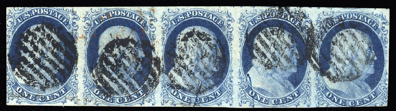 US Stamps Value Scott # 7: 1851 1c Franklin. Cherrystone Auctions, Jan 2015, Sale 201501, Lot 42