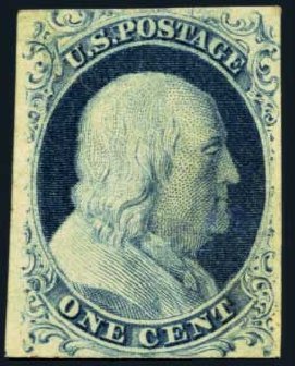 Price of US Stamps Scott Catalogue # 7: 1c 1851 Franklin. Harmer-Schau Auction Galleries, Oct 2012, Sale 95, Lot 162