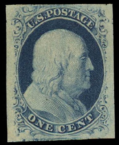 Values of US Stamp Scott Catalog # 7: 1c 1851 Franklin. Daniel Kelleher Auctions, Oct 2011, Sale 626, Lot 12