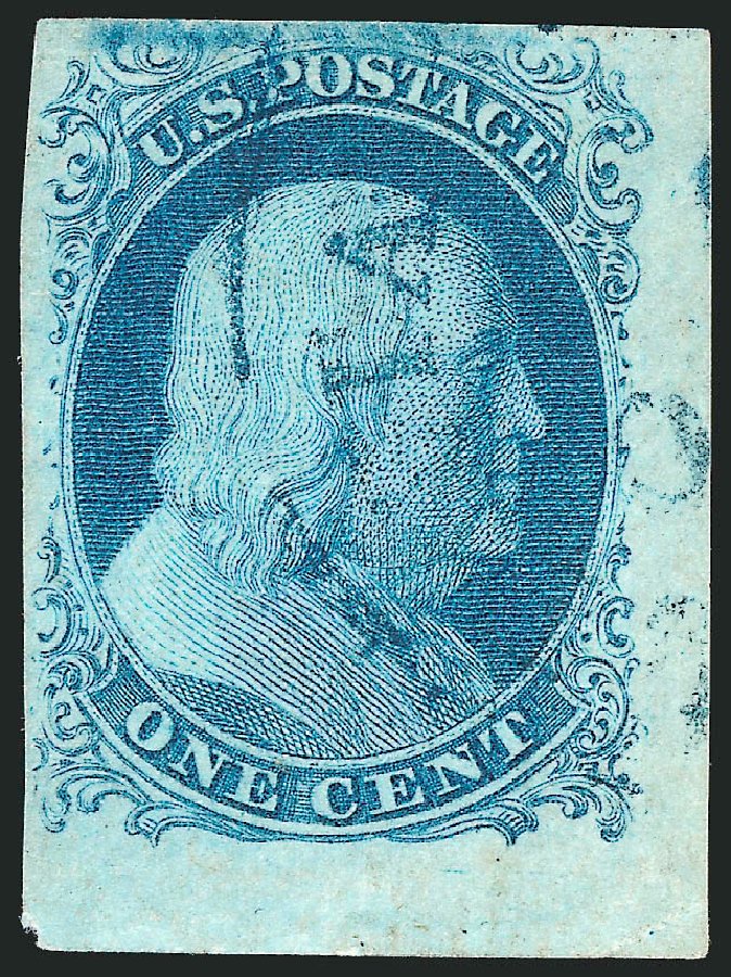 US Stamp Value Scott Cat. # 7: 1c 1851 Franklin. Robert Siegel Auction Galleries, Dec 2011, Sale 1017, Lot 72
