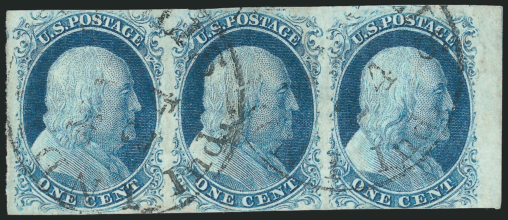 Cost of US Stamp Scott Cat. 7 - 1c 1851 Franklin. Robert Siegel Auction Galleries, Mar 2012, Sale 1019, Lot 332