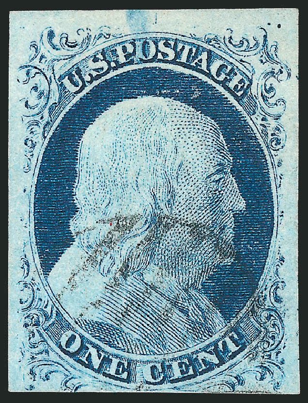 Values of US Stamp Scott Catalog # 7: 1851 1c Franklin. Robert Siegel Auction Galleries, Jul 2014, Sale 1077, Lot 42