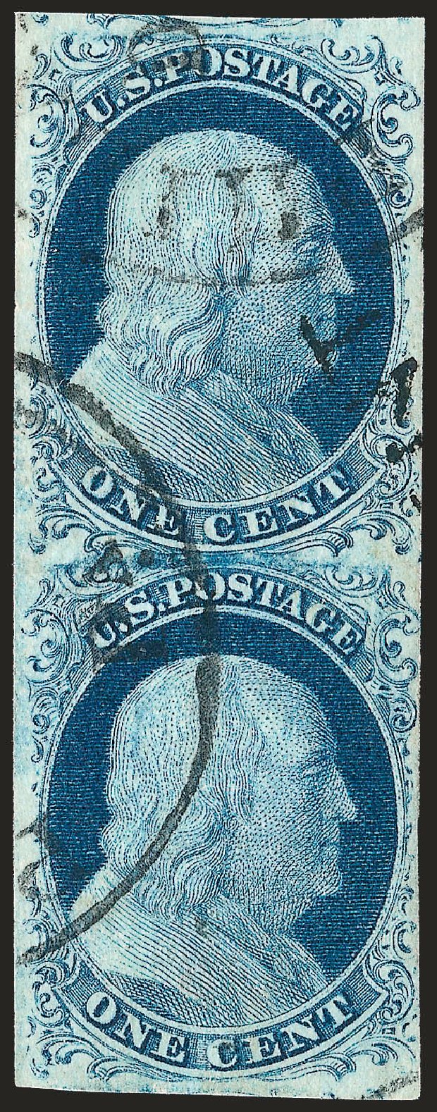 US Stamp Values Scott Catalogue #7: 1851 1c Franklin. Robert Siegel Auction Galleries, Oct 2008, Sale 963, Lot 152