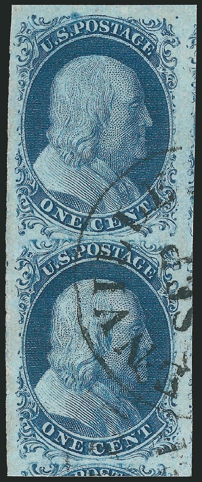 US Stamps Prices Scott Catalog # 7 - 1c 1851 Franklin. Robert Siegel Auction Galleries, Jun 2009, Sale 973, Lot 32