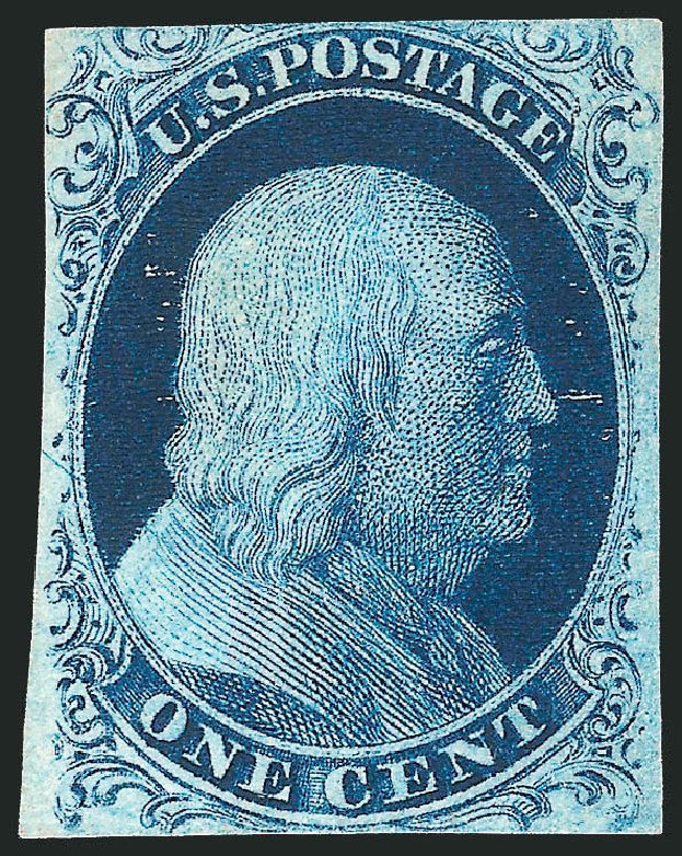 Costs of US Stamp Scott 7 - 1c 1851 Franklin. Robert Siegel Auction Galleries, Sep 2010, Sale 994, Lot 1012