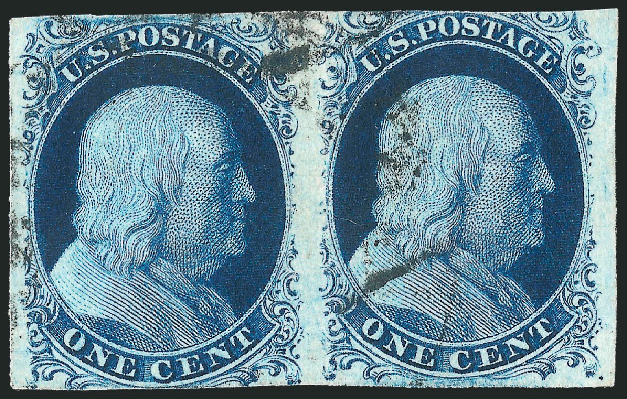 US Stamps Values Scott Catalog 7: 1851 1c Franklin. Robert Siegel Auction Galleries, Sep 2010, Sale 994, Lot 1062