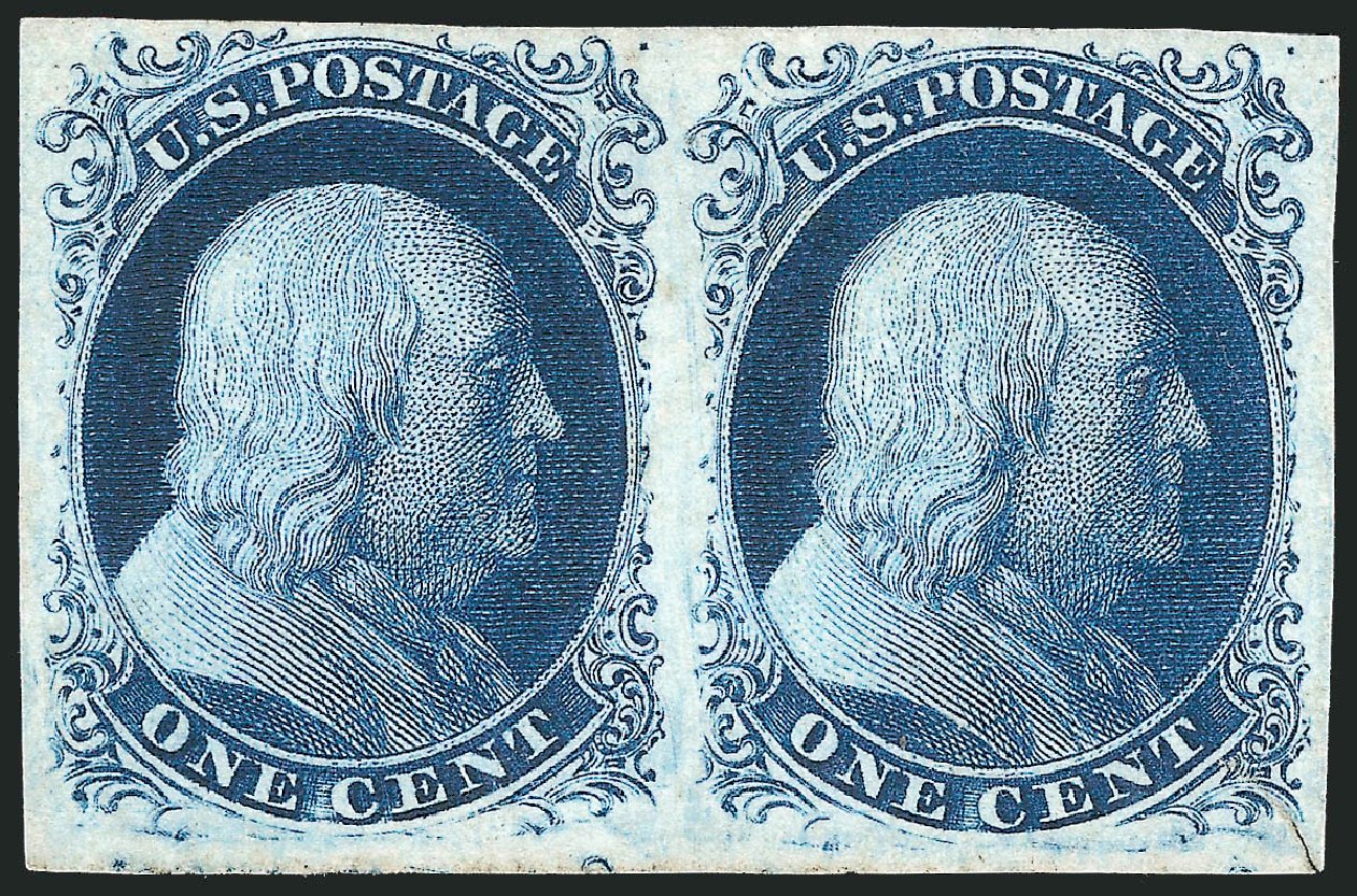 Value of US Stamp Scott Catalogue # 7 - 1c 1851 Franklin. Robert Siegel Auction Galleries, Sep 2010, Sale 994, Lot 1092