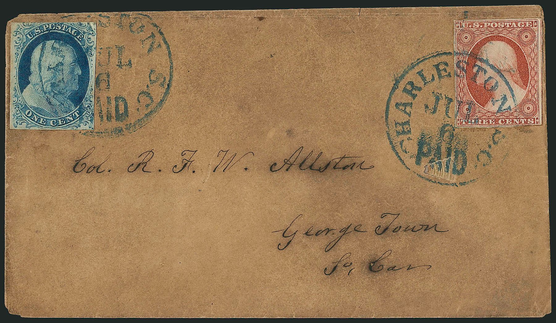 US Stamps Value Scott Catalogue 7 - 1851 1c Franklin. Robert Siegel Auction Galleries, Sep 2010, Sale 994, Lot 712