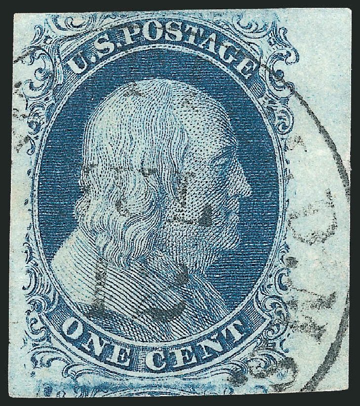 US Stamps Values Scott # 7 - 1851 1c Franklin. Robert Siegel Auction Galleries, Sep 2010, Sale 994, Lot 912