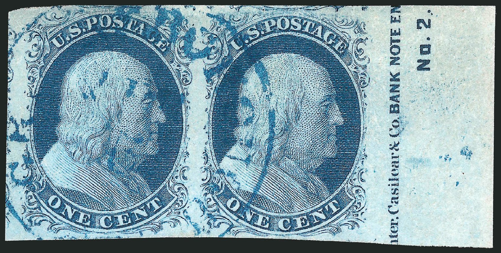 US Stamps Values Scott 7: 1851 1c Franklin. Robert Siegel Auction Galleries, Dec 2010, Sale 998, Lot 312