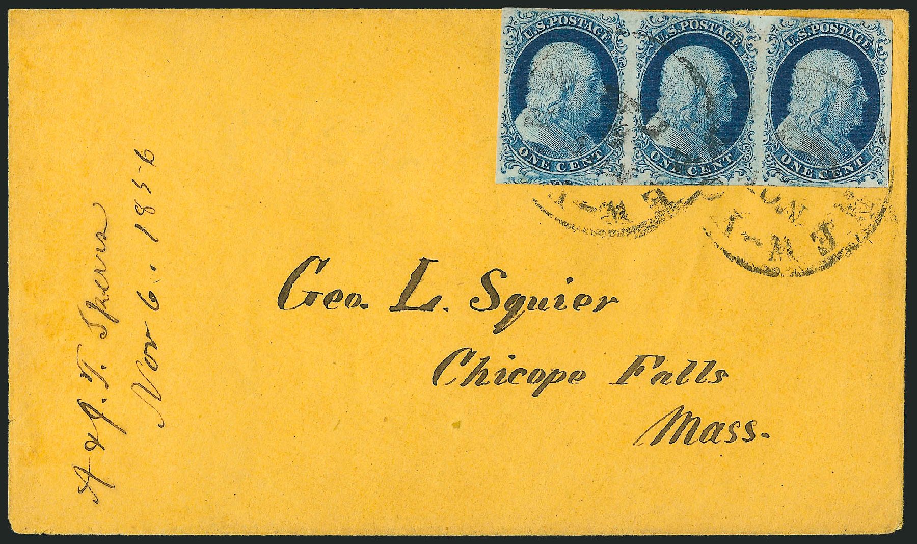 Cost of US Stamps Scott Catalogue # 7 - 1851 1c Franklin. Robert Siegel Auction Galleries, Dec 2010, Sale 998, Lot 382