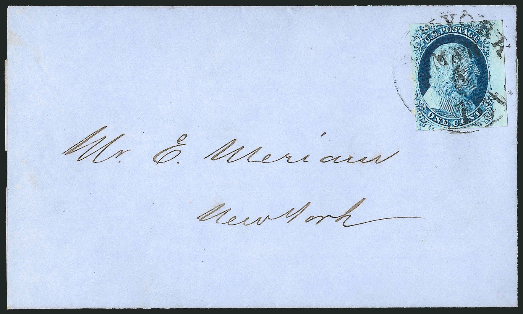 Cost of US Stamps Scott Cat. 7 - 1851 1c Franklin. Robert Siegel Auction Galleries, Dec 2010, Sale 998, Lot 42