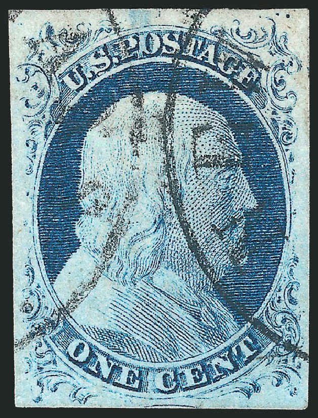 US Stamps Price Scott Cat. 7: 1851 1c Franklin. Robert Siegel Auction Galleries, Dec 2010, Sale 998, Lot 72