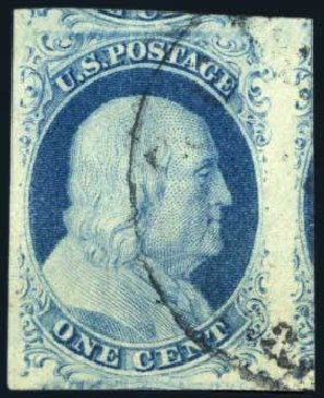 Value of US Stamp Scott Catalogue 7: 1851 1c Franklin. Harmer-Schau Auction Galleries, Jun 2008, Sale 78, Lot 1233