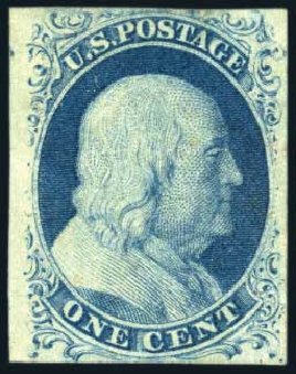 Price of US Stamp Scott #7 - 1851 1c Franklin. Harmer-Schau Auction Galleries, Feb 2009, Sale 80, Lot 1083