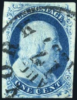 Cost of US Stamp Scott # 7: 1c 1851 Franklin. Harmer-Schau Auction Galleries, Feb 2010, Sale 84, Lot 1243