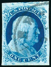 Cost of US Stamps Scott Catalog # 7: 1c 1851 Franklin. Schuyler J. Rumsey Philatelic Auctions, Apr 2015, Sale 60, Lot 1913