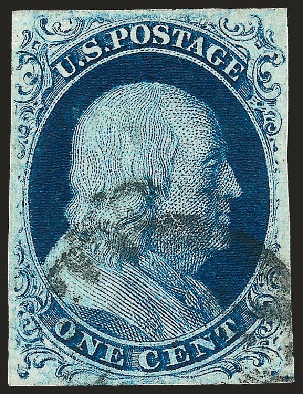 US Stamps Values Scott Cat. # 7 - 1c 1851 Franklin. Robert Siegel Auction Galleries, Oct 2008, Sale 963, Lot 163