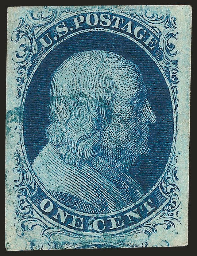 US Stamp Value Scott Catalog #7 - 1c 1851 Franklin. Robert Siegel Auction Galleries, Sep 2009, Sale 976, Lot 1093