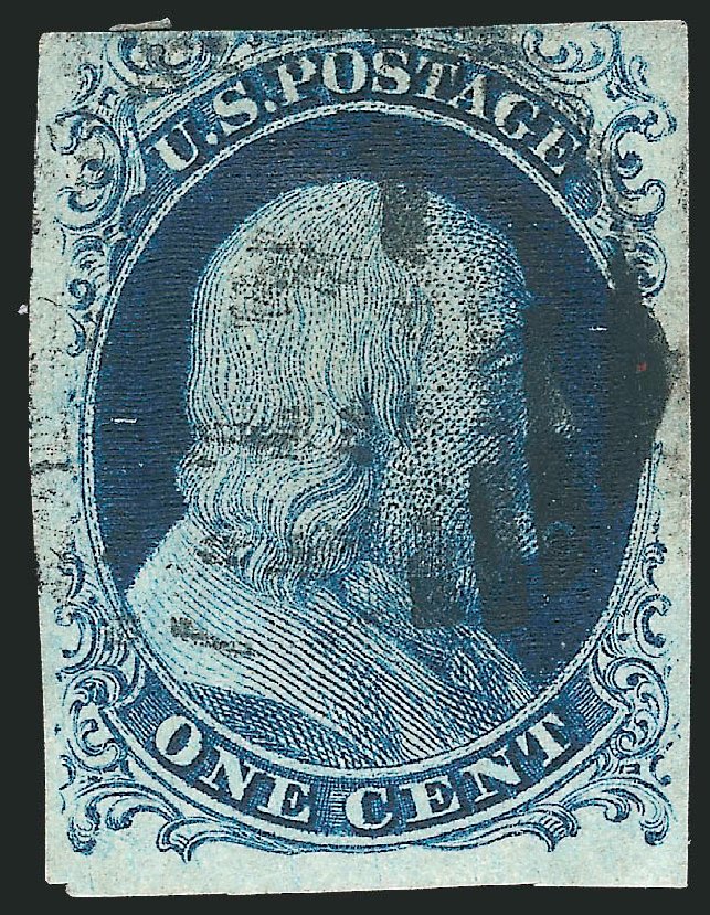 US Stamps Values Scott Catalog 7: 1c 1851 Franklin. Robert Siegel Auction Galleries, Sep 2010, Sale 994, Lot 1013