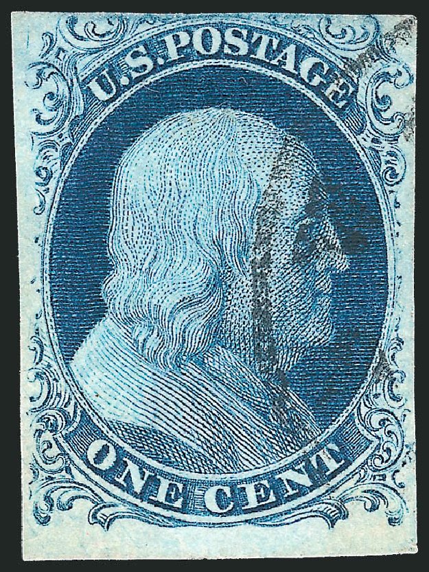 US Stamp Values Scott #7: 1c 1851 Franklin. Robert Siegel Auction Galleries, Sep 2010, Sale 994, Lot 1033