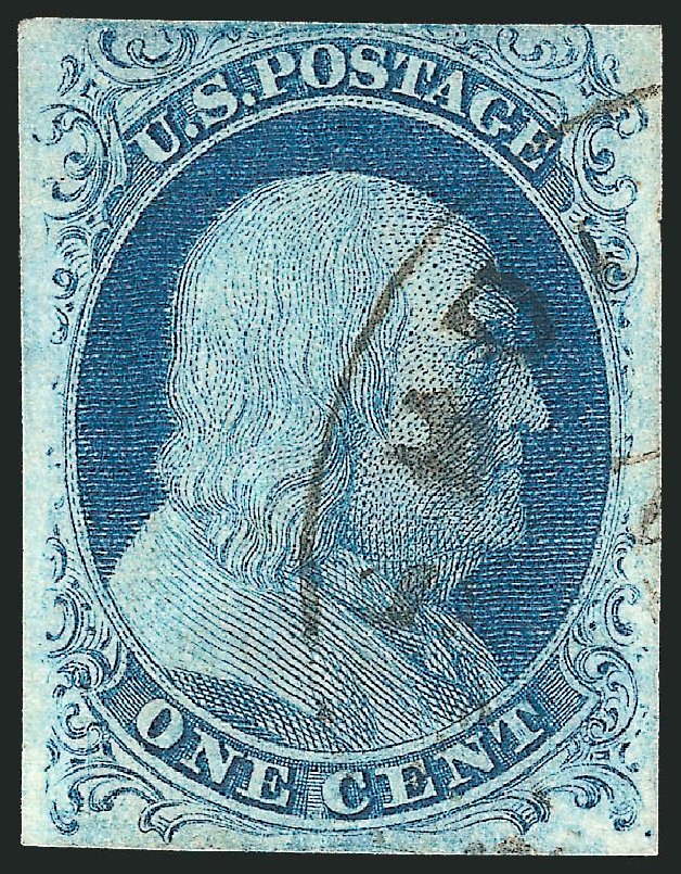 Value of US Stamp Scott Cat. 7: 1c 1851 Franklin. Robert Siegel Auction Galleries, Sep 2010, Sale 994, Lot 1043