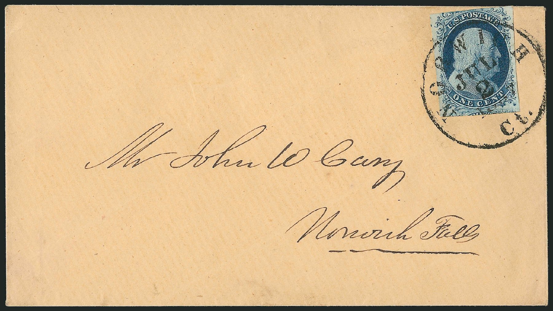 Costs of US Stamps Scott Cat. 7 - 1851 1c Franklin. Robert Siegel Auction Galleries, Dec 2010, Sale 998, Lot 373