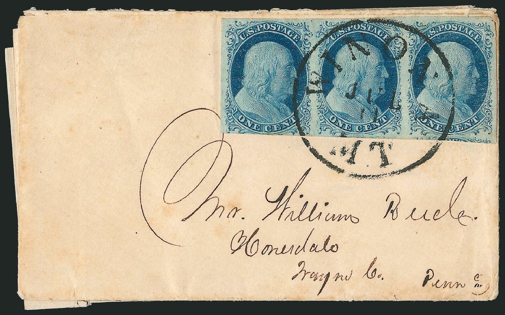 Price of US Stamp Scott Catalog 7 - 1c 1851 Franklin. Robert Siegel Auction Galleries, Dec 2010, Sale 998, Lot 383