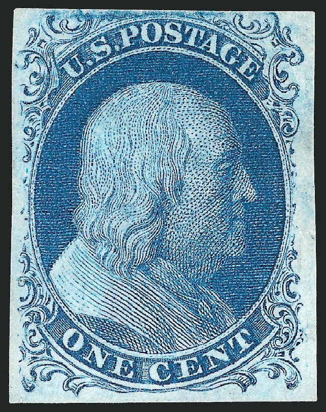 US Stamps Prices Scott Catalog # 7: 1851 1c Franklin. Robert Siegel Auction Galleries, Dec 2010, Sale 998, Lot 393
