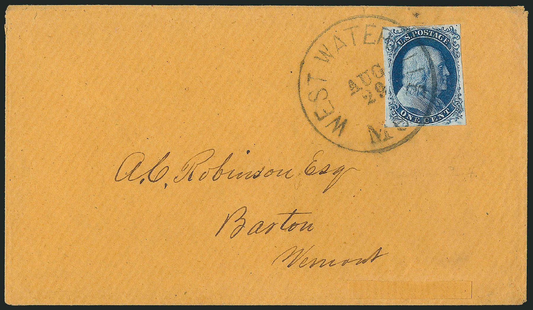 US Stamps Price Scott Catalog # 7 - 1851 1c Franklin. Robert Siegel Auction Galleries, Dec 2010, Sale 998, Lot 433