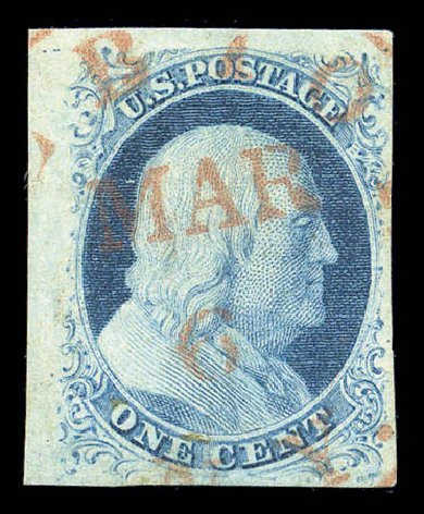 Value of US Stamps Scott Cat. # 7 - 1c 1851 Franklin. Matthew Bennett International, Sep 2010, Sale 331, Lot 326