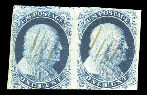 US Stamp Values Scott Cat. #7: 1c 1851 Franklin. Matthew Bennett International, Sep 2010, Sale 333, Lot 3266