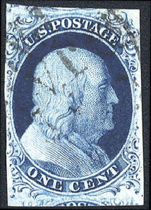 Values of US Stamps Scott Catalogue # 7 - 1851 1c Franklin. Cherrystone Auctions, Nov 2008, Sale 200811, Lot 1006
