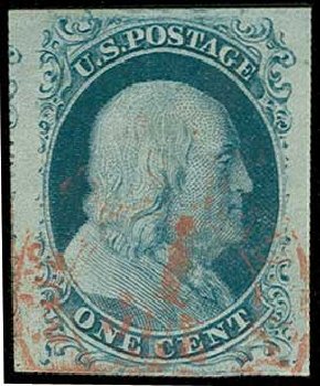 Cost of US Stamp Scott Cat. 7 - 1851 1c Franklin. H.R. Harmer, Jun 2015, Sale 3007, Lot 3096