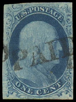 US Stamp Prices Scott Catalog #7: 1851 1c Franklin. Daniel Kelleher Auctions, Jul 2011, Sale 625, Lot 636