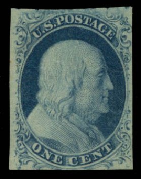 US Stamps Value Scott Cat. # 7 - 1c 1851 Franklin. Daniel Kelleher Auctions, May 2015, Sale 669, Lot 2366