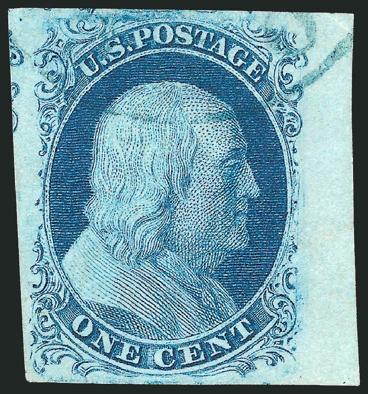 Prices of US Stamps Scott Catalog 7: 1851 1c Franklin. Robert Siegel Auction Galleries, Dec 2011, Sale 1017, Lot 76