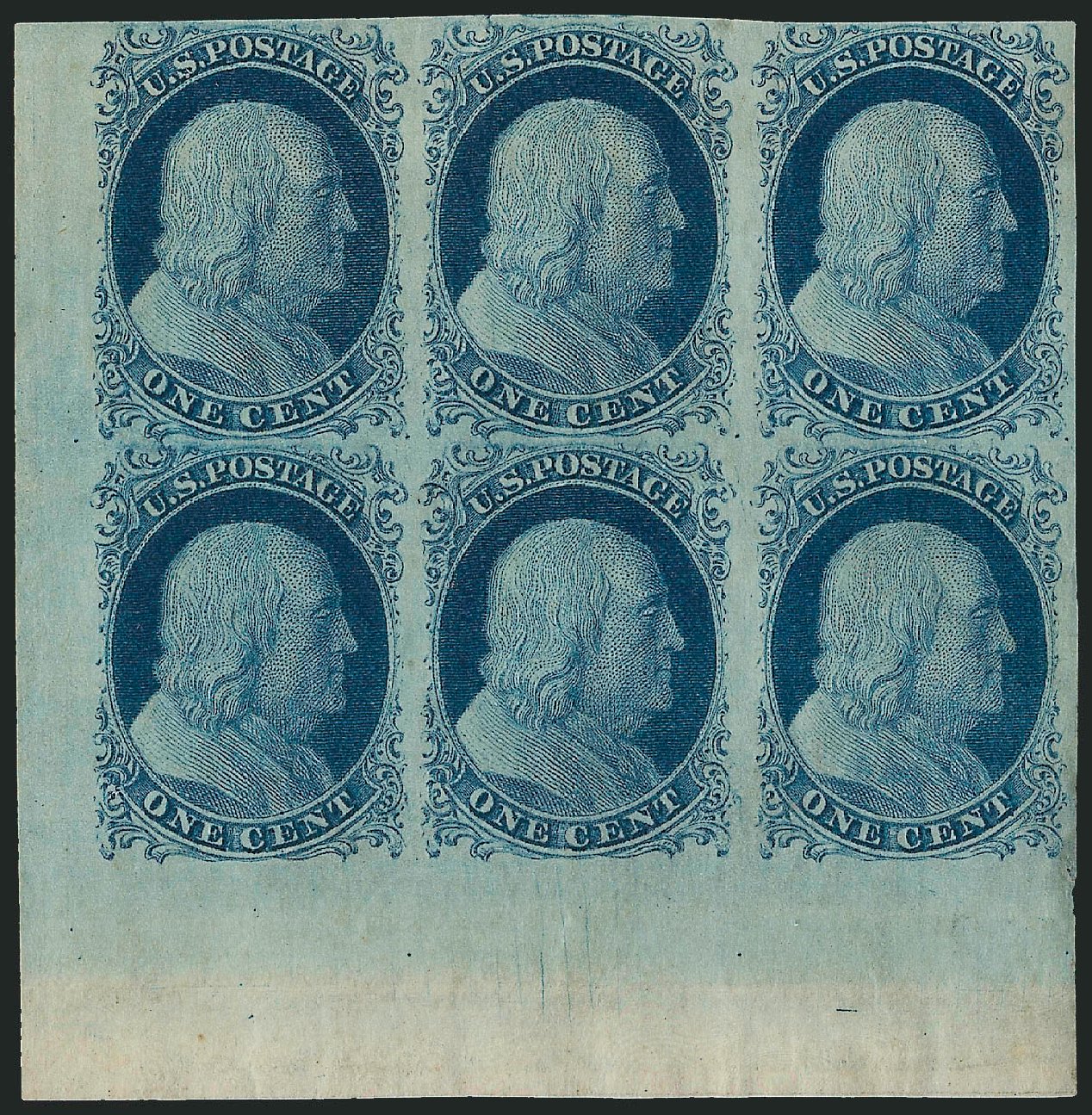 Value of US Stamp Scott Catalogue #7 - 1851 1c Franklin. Robert Siegel Auction Galleries, Dec 2008, Sale 967, Lot 4086