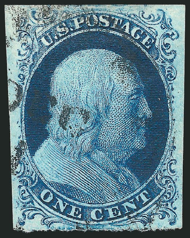 Value of US Stamp Scott Catalogue #7: 1c 1851 Franklin. Robert Siegel Auction Galleries, Sep 2010, Sale 994, Lot 1026