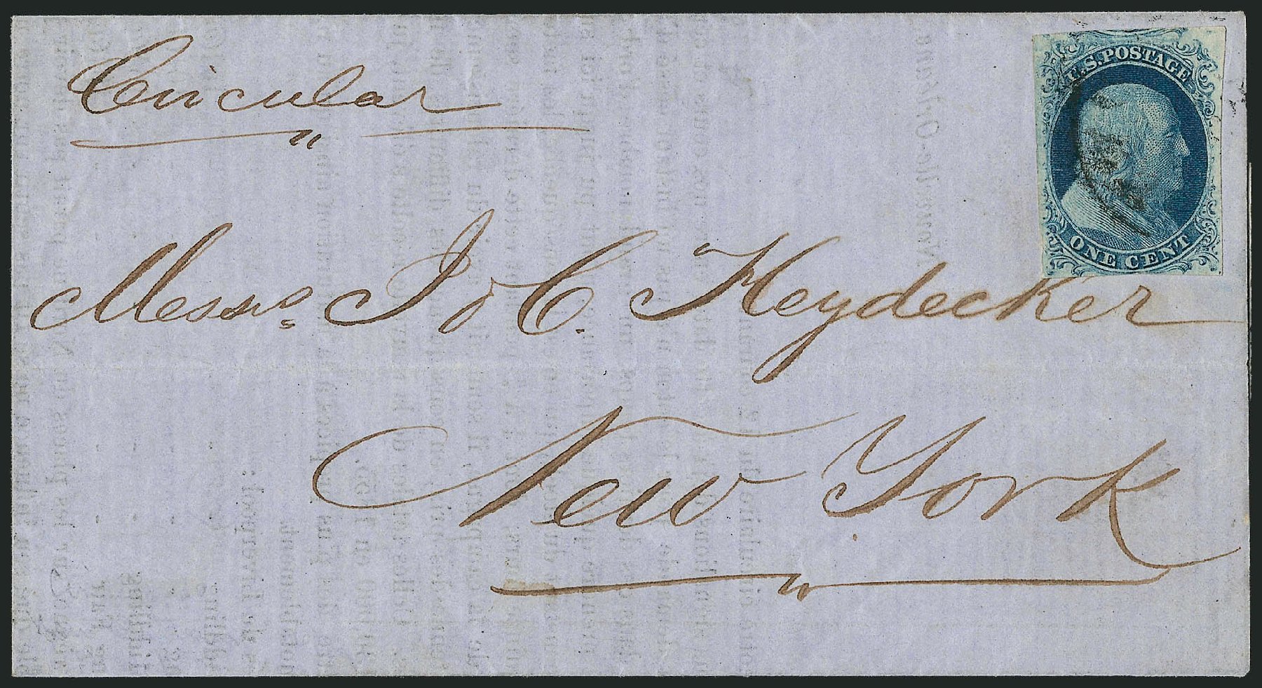 Cost of US Stamps Scott #7 - 1c 1851 Franklin. Robert Siegel Auction Galleries, Sep 2010, Sale 994, Lot 1076
