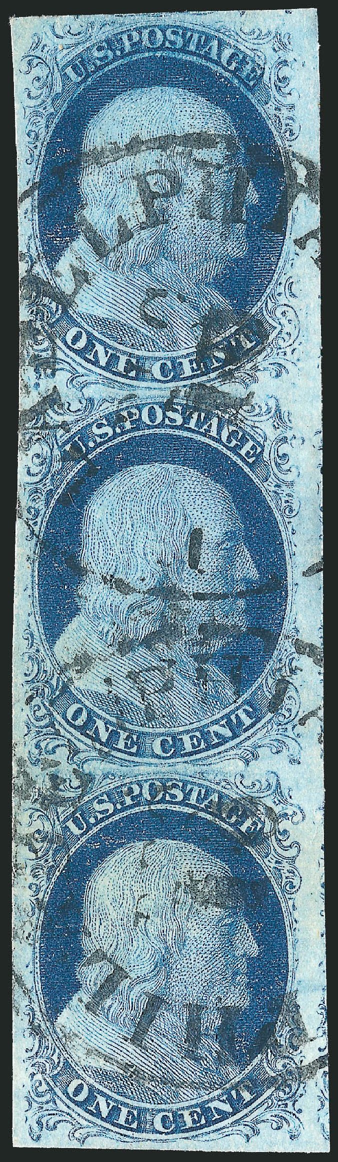 US Stamps Values Scott Catalog #7 - 1851 1c Franklin. Robert Siegel Auction Galleries, Sep 2010, Sale 994, Lot 956