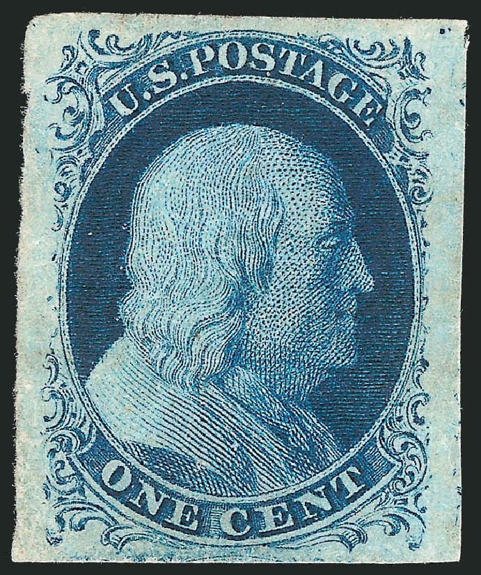 Values of US Stamp Scott Cat. # 7 - 1c 1851 Franklin. Robert Siegel Auction Galleries, Sep 2010, Sale 994, Lot 986