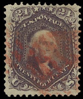 Values of US Stamps Scott #70 - 1861 24c Washington. Daniel Kelleher Auctions, Aug 2012, Sale 631, Lot 769