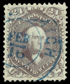 US Stamp Value Scott 70: 1861 24c Washington. Daniel Kelleher Auctions, Sep 2013, Sale 639, Lot 3179