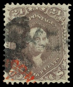 US Stamps Prices Scott Cat. # 70: 1861 24c Washington. Daniel Kelleher Auctions, Dec 2014, Sale 661, Lot 89